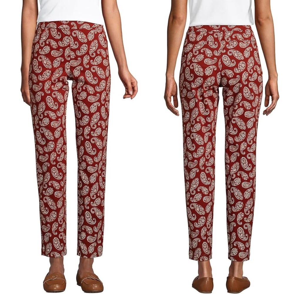 Lands' End Paisley Mid Rise Ankle Pants Sz 14 Tall
